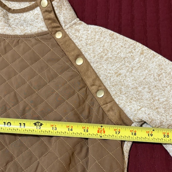 Marleylilly Sherpa Women's Pullover Lt. Brown Gold Snaps Size Medium - Picture 10 of 11